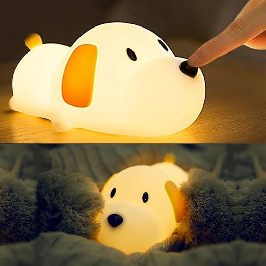 Led Cute Dog Night Light, Dimmable Nursery Puppy Kawaii Lamps, Super Squishy Silicone USB Rechargeable Touch Control Night Lamp for Kids Adults, Used for Camping Party Room Decor (Dog)