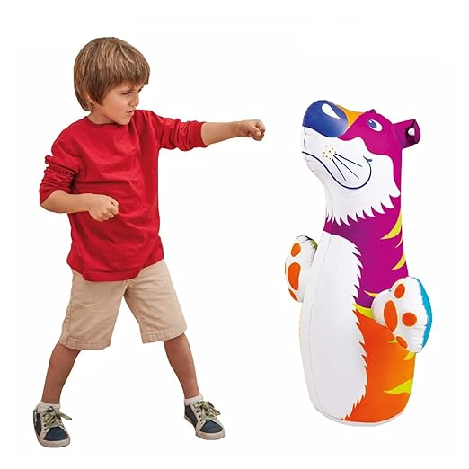 Hit Me Inflated Toy for Kids Inflatable Tiger Toy Water Filled Base BOP for Toddlers PVC Punching Bag for Kids