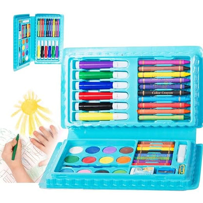 COLOUR KIT 42 Pcs - Crayons, Water Colors,12 Shaped Color Pencils(Multicolor & Multidesign)