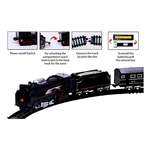 Small Train Track Set Toy for Kids - Black