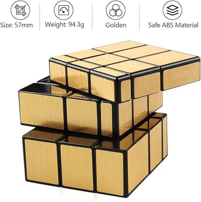 MoYu MFJS Meilong 3X3X3 Gold Mirror High Speed Cube (3X3 Mirror Gold Cubing Classroom) Magic Cube, Gold