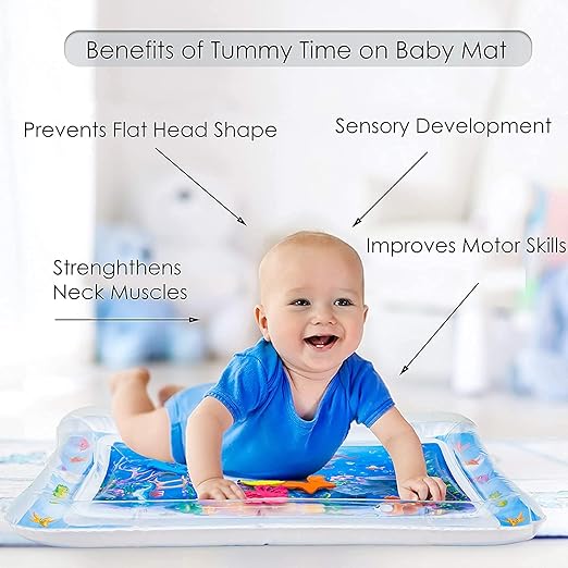 Tummy time Water Play mat Baby and Toddlers Perfect Fun time Play Inflatable Water mat,Activity Center Your Baby's Stimulation Growth with Floating Toys (Water Bed mat)