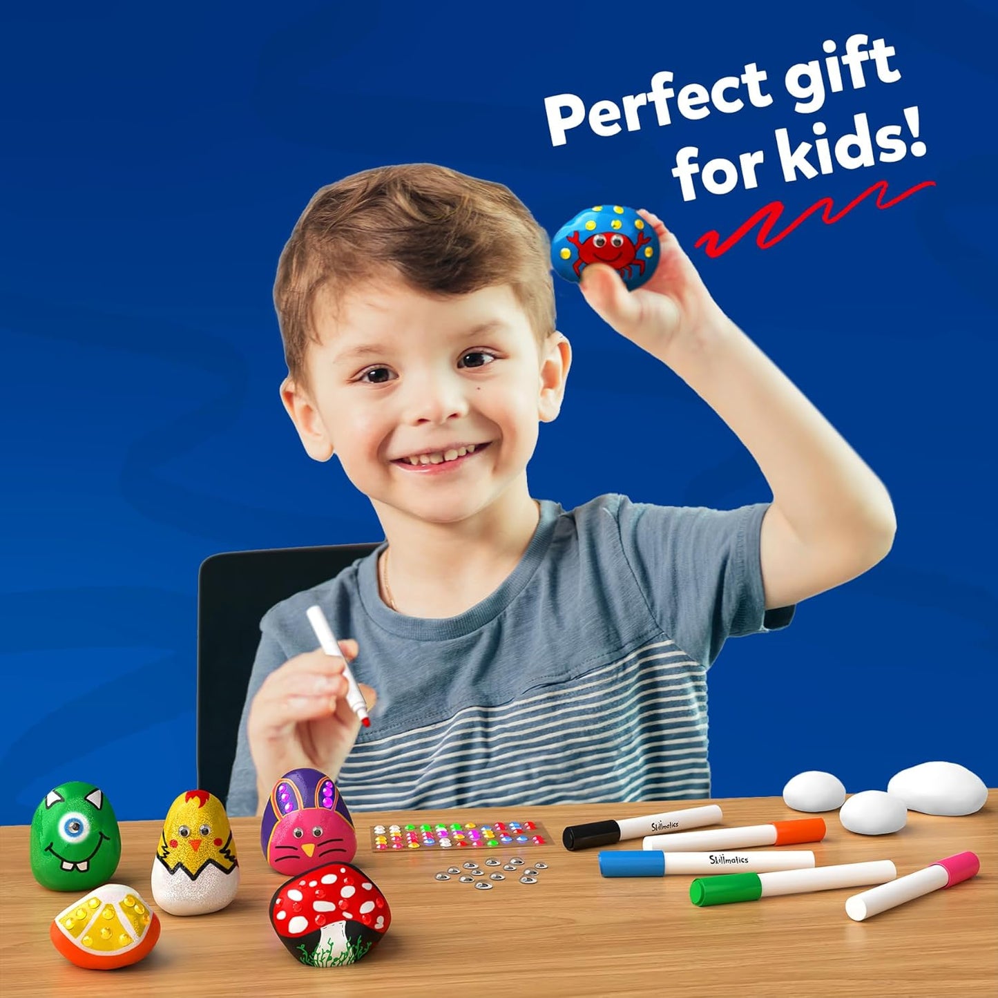 Rock Painting Kit - Mess-free Art & Craft Activity for Girls & Boys, Craft Kits & Supplies, DIY Creative Activity, Gifts for Kids Ages 4, 5, 6, 7, 8, 9, 10, 11, 12