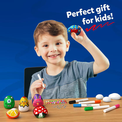 Rock Painting Kit - Mess-free Art & Craft Activity for Girls & Boys, Craft Kits & Supplies, DIY Creative Activity, Gifts for Kids Ages 4, 5, 6, 7, 8, 9, 10, 11, 12