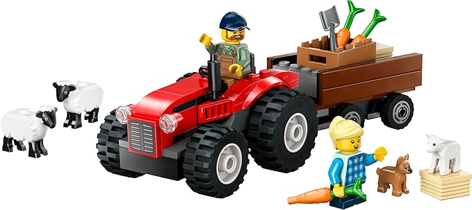 LEGO City Red Farm Tractor with Trailer & Sheep Toy, Playset for Kids 60461 Building Blocks Toys for 4+ Gift for Boys and Girls