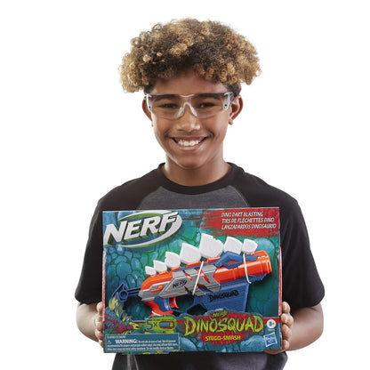 Nerf DinoSquad Stegosmash Dart Blaster, 4-Dart Storage, Pull-Back Priming Handle, 5 Official Darts, Dinosaur Design, Toys for Kids, Teens & Adults, Outdoor Toys for Boys and Girls Ages 8+