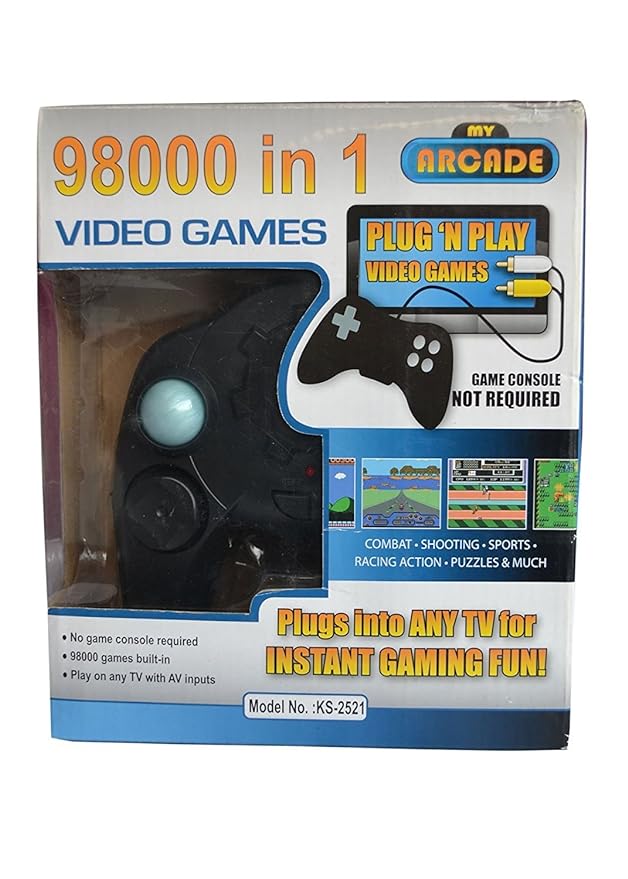 98000 in 1 Video Game Pad Built in TV Game Direct AV Inputs Shooting, Puzzle, Racing, Action Etc