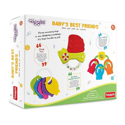 Baby's Best Friend, Ideal Gift Pack for Infants, 3 pcs Set, Teethers and Rattles, Multi-Colour Baby Toy Gift Set for New Born, 4 Months and Above