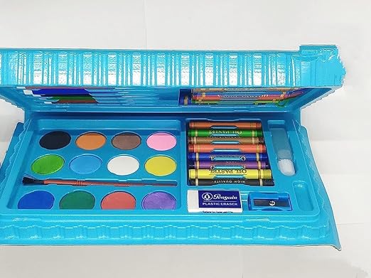 COLOUR KIT 42 Pcs - Crayons, Water Colors,12 Shaped Color Pencils(Multicolor & Multidesign)