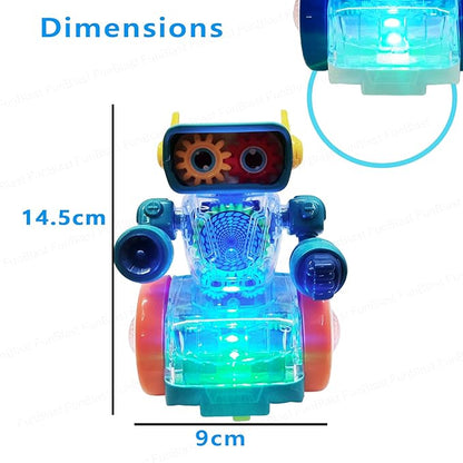 360 Degree Rotating Bump & Go Robot Toy with Flashing Lights & Sound for Children (Green)