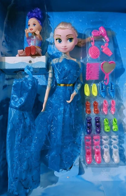 Frozen Doll Beautiful Moveable Arms & Legs Doll Toy for Girls with Dress and Fashion Accessories (Fashion Doll) - Multicolor