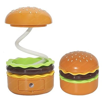 Table Lamp - Burger Design Desk Light for Kids & Adults, Rechargeable Desk Lamp with Pen Holder & Sharpener, Study Desk Light for Study Room/Home/Office