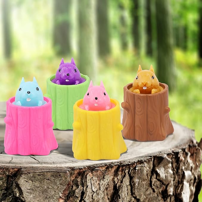 Squeeze Toys | Squishy Pop Up Squirrel | Stress Relief Toy cum Pen Stand - Multicolor