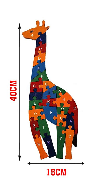 Alphabet & Numeric Learning Jigsaw Puzzle  - 26 Pieces  - In 3 different Shapes [Giraffe, Butterfly, Airplane]