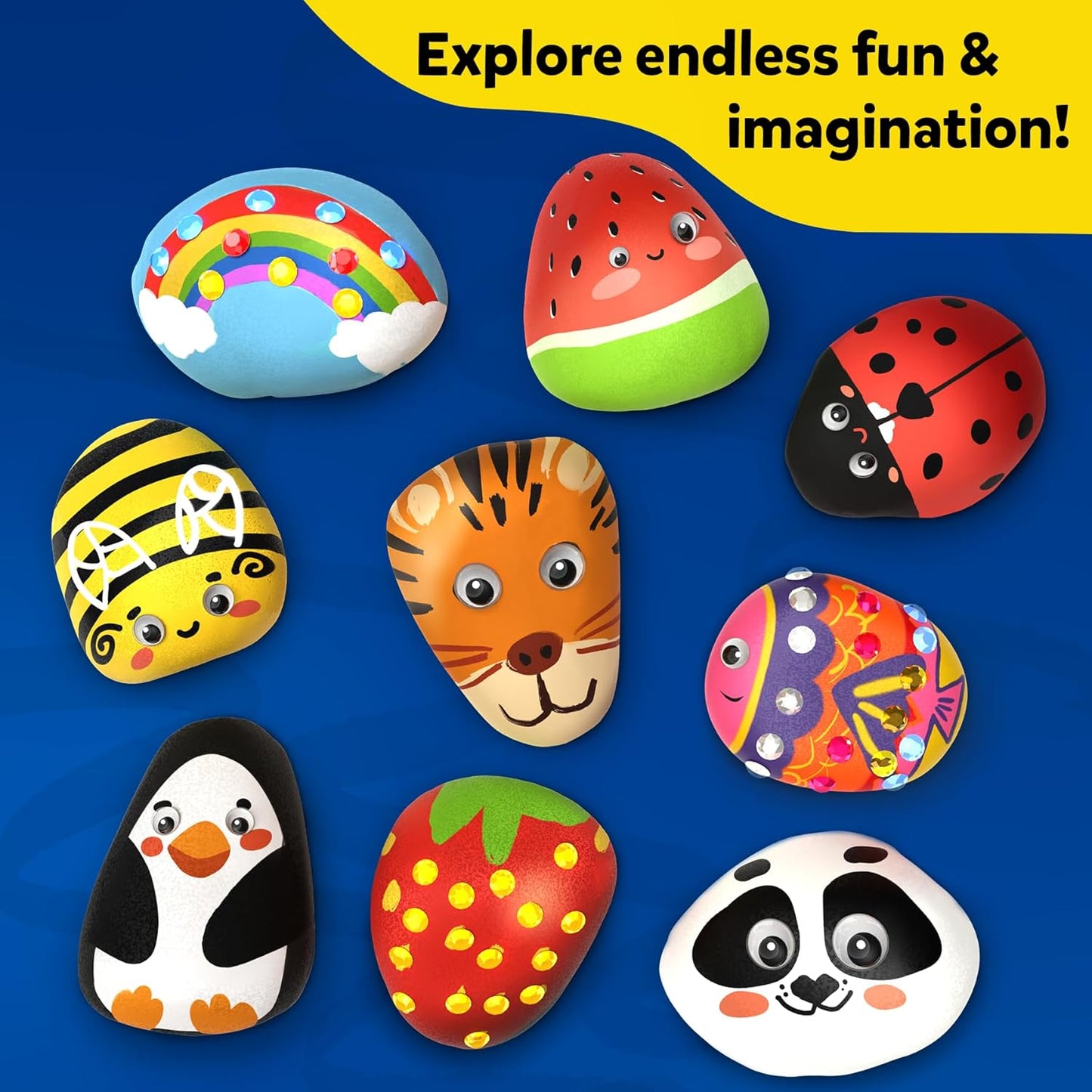 Rock Painting Kit - Mess-free Art & Craft Activity for Girls & Boys, Craft Kits & Supplies, DIY Creative Activity, Gifts for Kids Ages 4, 5, 6, 7, 8, 9, 10, 11, 12