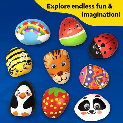 Rock Painting Kit - Mess-free Art & Craft Activity for Girls & Boys, Craft Kits & Supplies, DIY Creative Activity, Gifts for Kids Ages 4, 5, 6, 7, 8, 9, 10, 11, 12