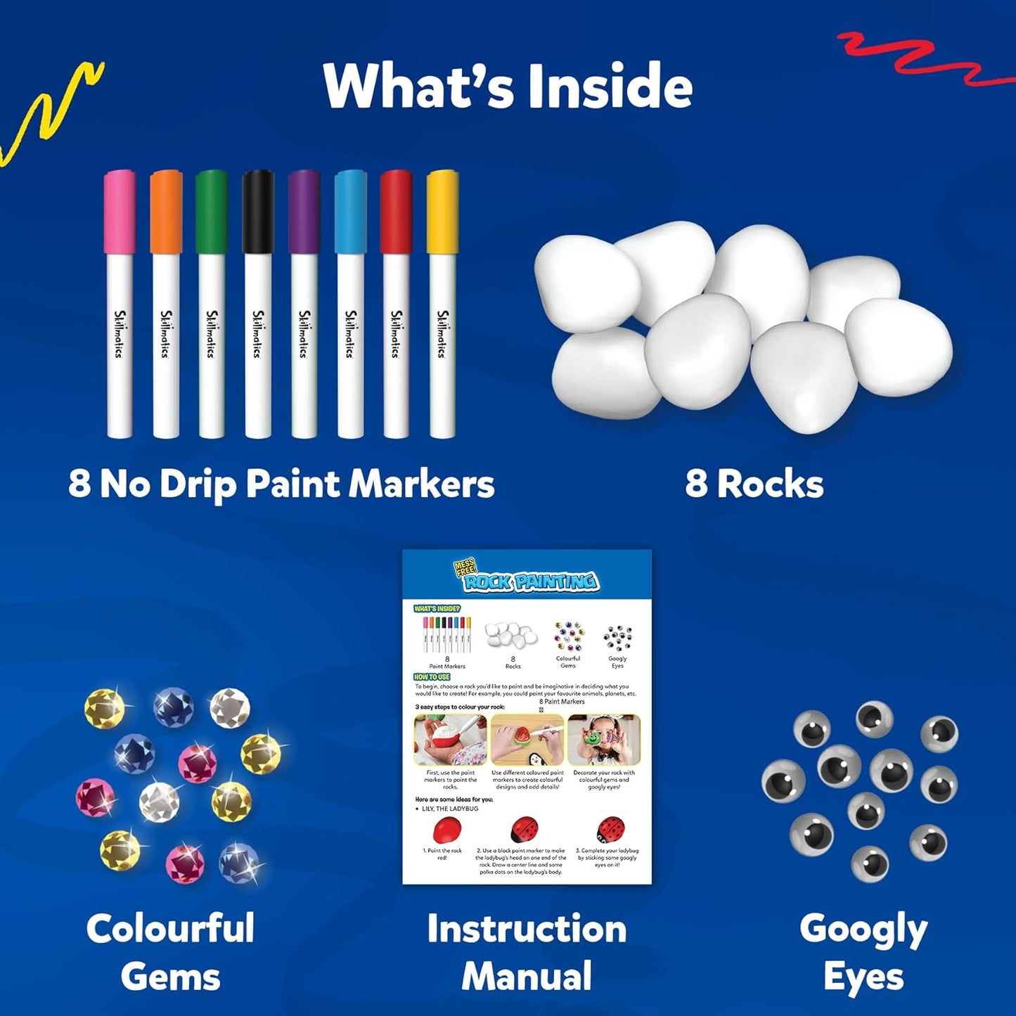 Rock Painting Kit - Mess-free Art & Craft Activity for Girls & Boys, Craft Kits & Supplies, DIY Creative Activity, Gifts for Kids Ages 4, 5, 6, 7, 8, 9, 10, 11, 12