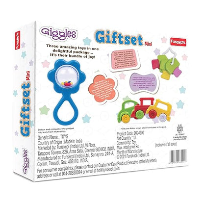 Gift Set Mini, Toy Set for Newborn Baby, Infants & Toddlers, Includes Rattle, Teether, Vehicle & Activity Toys With Development, Gift Set for Babies, Multicolor Age 5+ Months