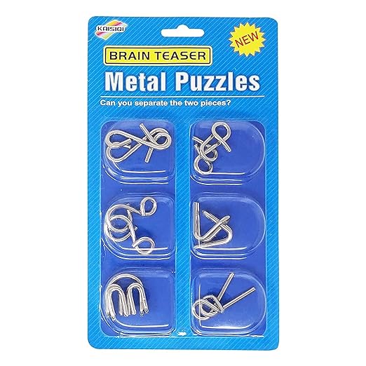 6Pc Brain Teasers Metal Wire Puzzle Toys. IQ Puzzle Brain Teaser (6 Pc), Kids