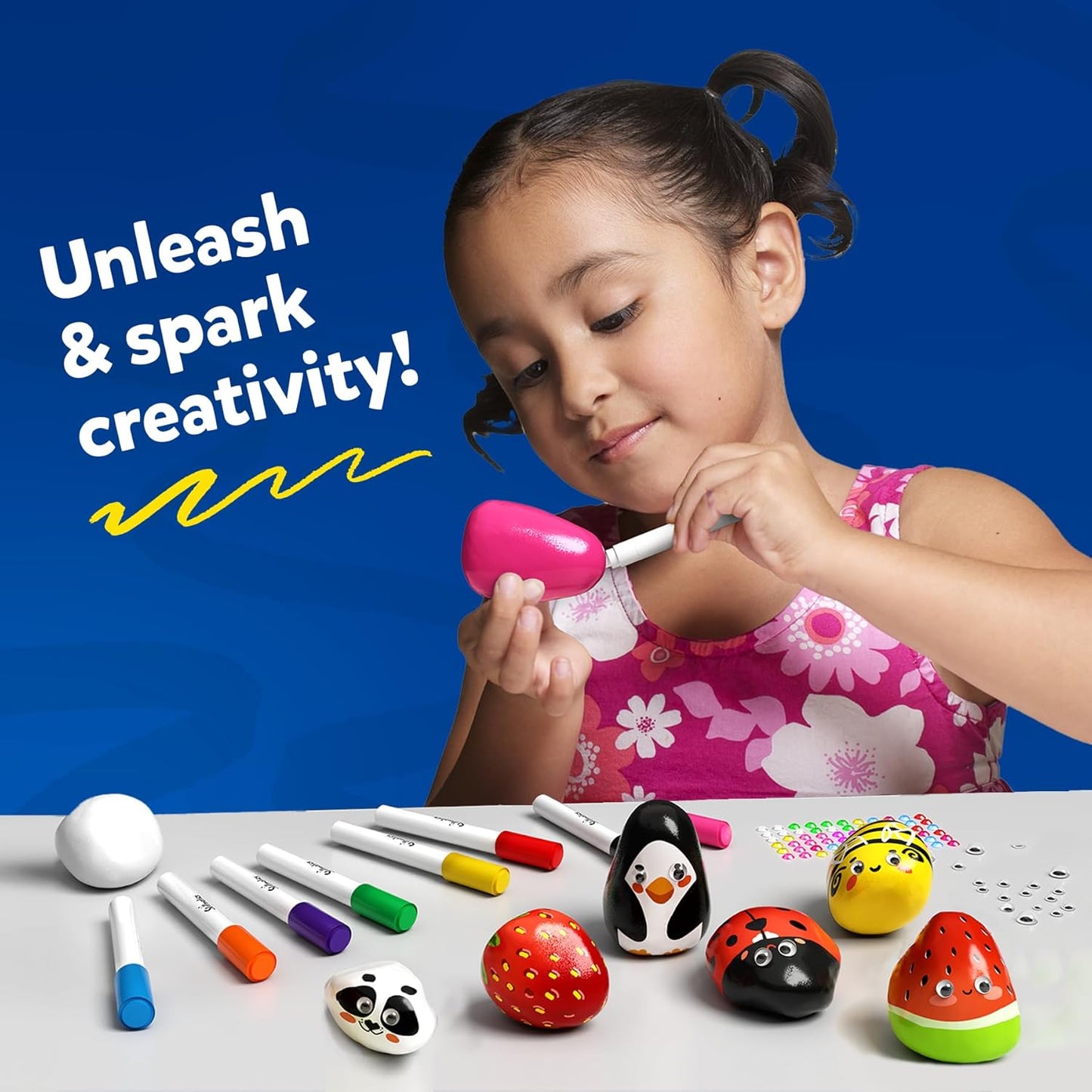 Rock Painting Kit - Mess-free Art & Craft Activity for Girls & Boys, Craft Kits & Supplies, DIY Creative Activity, Gifts for Kids Ages 4, 5, 6, 7, 8, 9, 10, 11, 12