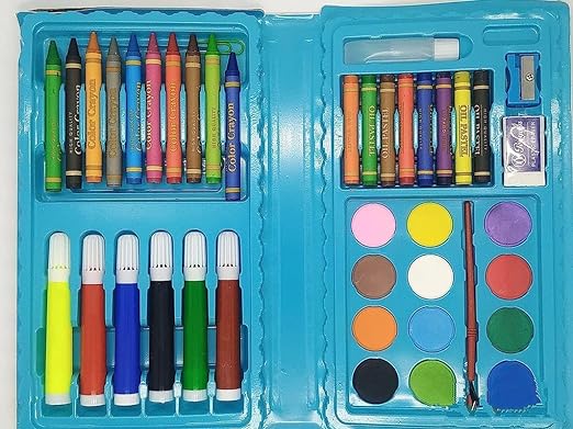 COLOUR KIT 42 Pcs - Crayons, Water Colors,12 Shaped Color Pencils(Multicolor & Multidesign)