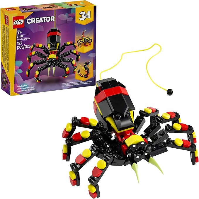 LEGO Creator 3 in 1 Wild Animals Surprising Spider Toy - Building Toy with 3 Build Options, Spider, Scorpion, or Snake - Animal Figures for Kids, Boys & Girls, Ages 7+