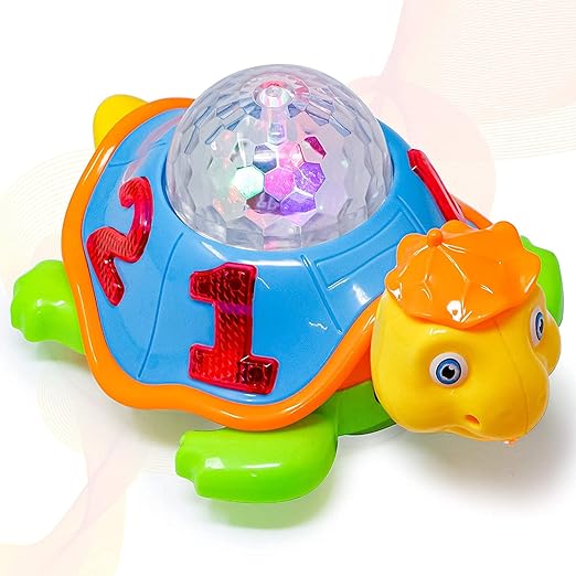 Musical Bump and Go Tortoise Toy with 3D Flashing Light & Sound, Best Gift for Children -Toys for Kids, Boys, Girls Age 2+ Years