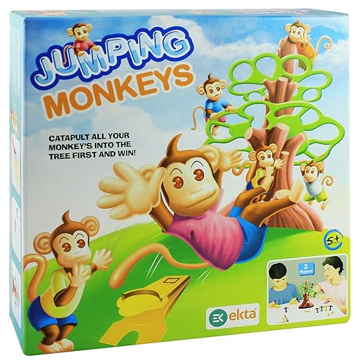 EKTA Jumping Monkeys Small Catapult Toy 2 Players Board Game for Kids (Multicolour)