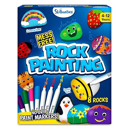 Rock Painting Kit - Mess-free Art & Craft Activity for Girls & Boys, Craft Kits & Supplies, DIY Creative Activity, Gifts for Kids Ages 4, 5, 6, 7, 8, 9, 10, 11, 12
