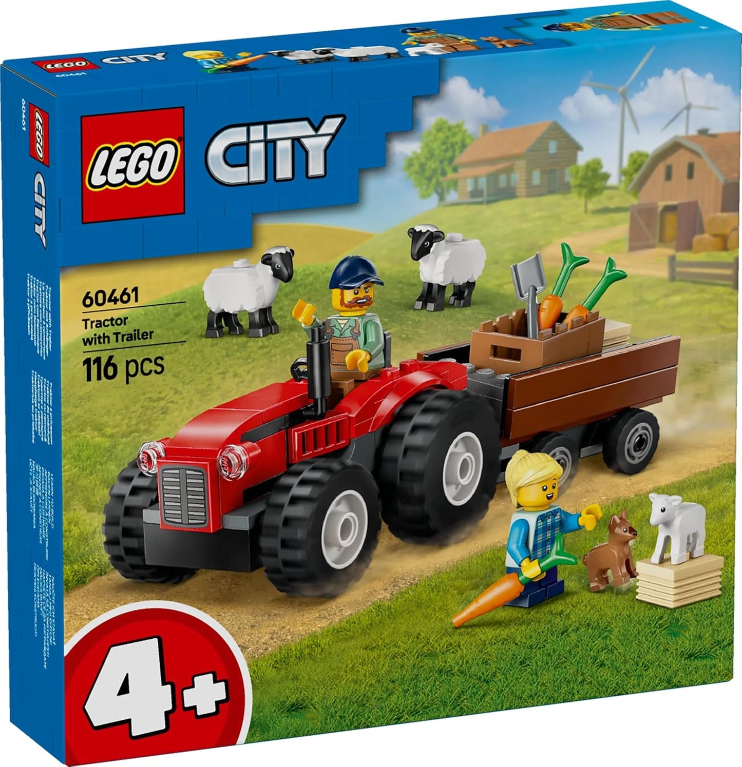 LEGO City Red Farm Tractor with Trailer & Sheep Toy, Playset for Kids 60461 Building Blocks Toys for 4+ Gift for Boys and Girls