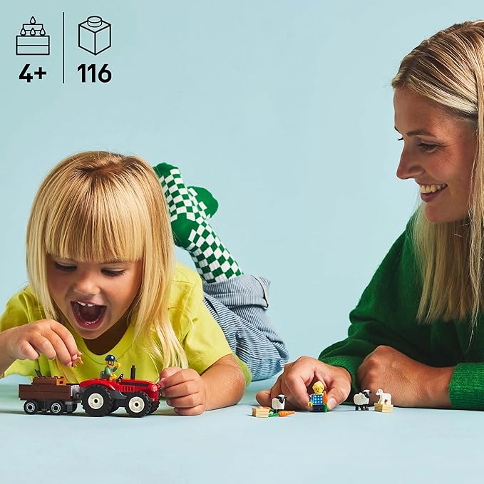LEGO City Red Farm Tractor with Trailer & Sheep Toy, Playset for Kids 60461 Building Blocks Toys for 4+ Gift for Boys and Girls