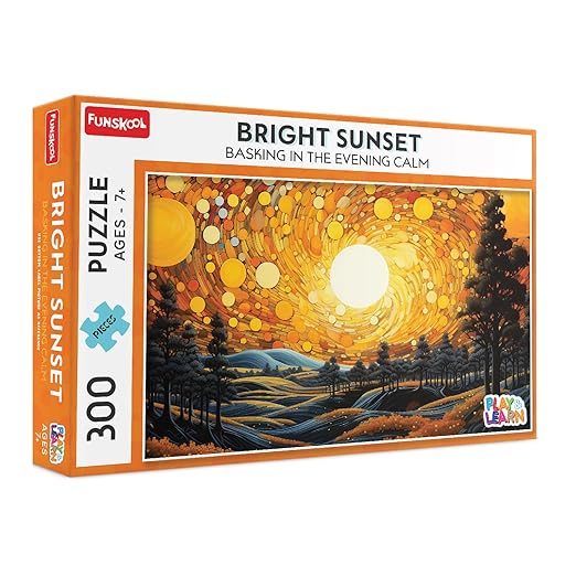 Bright Sunset Jigsaw Puzzle Game for Kids, 300 Pieces, Educational, Learning & Development, Fun Activity Toy for Childrens, Gift Set for Kid