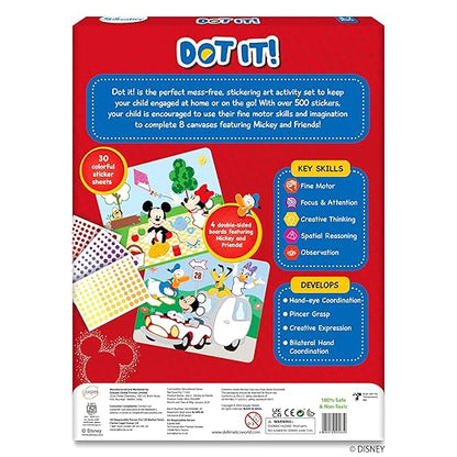 Dot It Sticker Art Activity - Disney Mickey and Friends, Mess-Free Fun for Kids, 500+ Stickers, Craft Kits, DIY Activity, Travel Toys, Gifts for Boys & Girls Ages 3, 4, 5, 6, 7