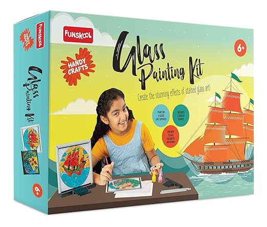 Glass Painting Kit, DIY Kit, Art and Craft Set for Kids, Learning, Fun & Engaging Activity for Childrens, Multicolour, Gift Set for Kids, Age 6+ Years