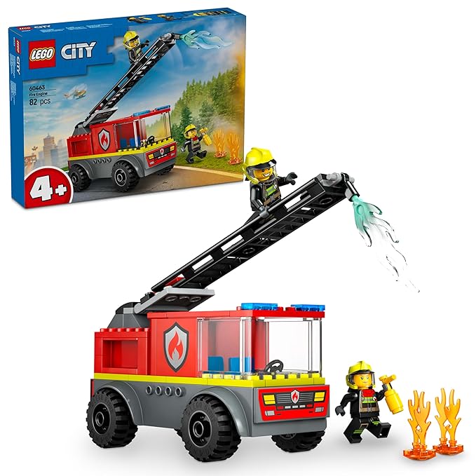 LEGO City Fire Ladder Truck, Firefighter Toy Vehicle Gift for Kids 60463 Building Blocks Toys for 4+ Gift for Boys and Girls