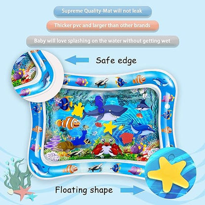 Tummy time Water Play mat Baby and Toddlers Perfect Fun time Play Inflatable Water mat,Activity Center Your Baby's Stimulation Growth with Floating Toys (Water Bed mat)