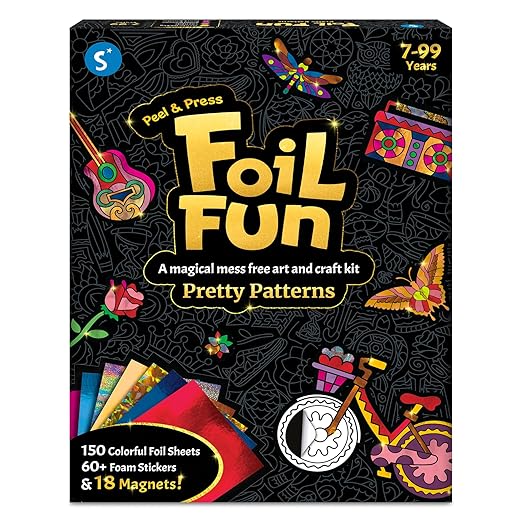 Foil Fun - Pretty Patterns, Mess-Free Art, Magnets, DIY Colourful Creative Activity, Craft Kits, Gifts for Kids, Teens, Adults, Families
