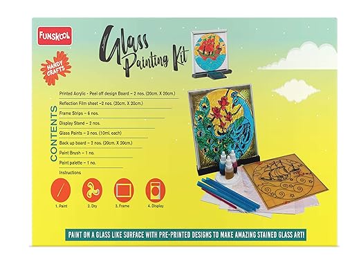 Glass Painting Kit, DIY Kit, Art and Craft Set for Kids, Learning, Fun & Engaging Activity for Childrens, Multicolour, Gift Set for Kids, Age 6+ Years