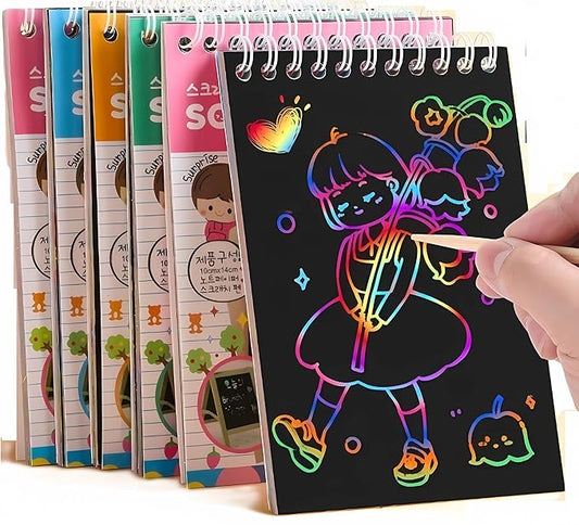 Magical Scratch Book for Kids - Return Gifts Birthday Party for Kids Scratch Sheets - Best Birthday Return Gifts for Kids in Bulk - Magic Drawing Set Painting Activity Book - Scratch Note Book