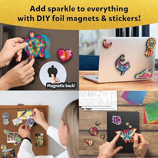 Foil Fun - Pretty Patterns, Mess-Free Art, Magnets, DIY Colourful Creative Activity, Craft Kits, Gifts for Kids, Teens, Adults, Families