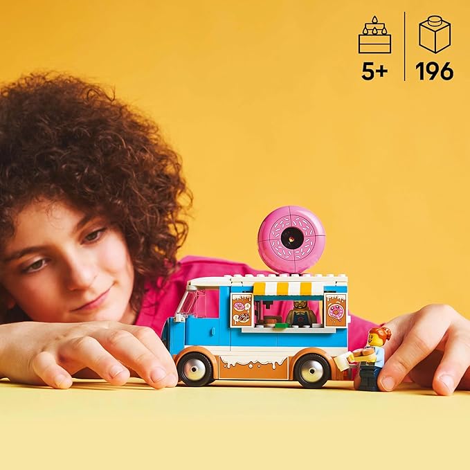 LEGO City Donut Truck Playset Vendor Vehicle Toy for Kids Aged 5 and up 60452 Building Blocks Toys for 5+