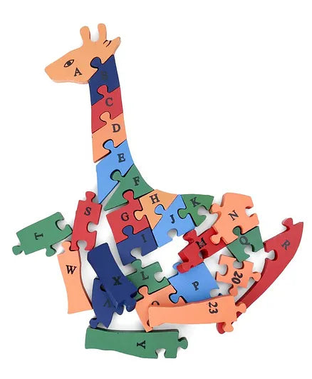 Alphabet & Numeric Learning Jigsaw Puzzle  - 26 Pieces  - In 3 different Shapes [Giraffe, Butterfly, Airplane]