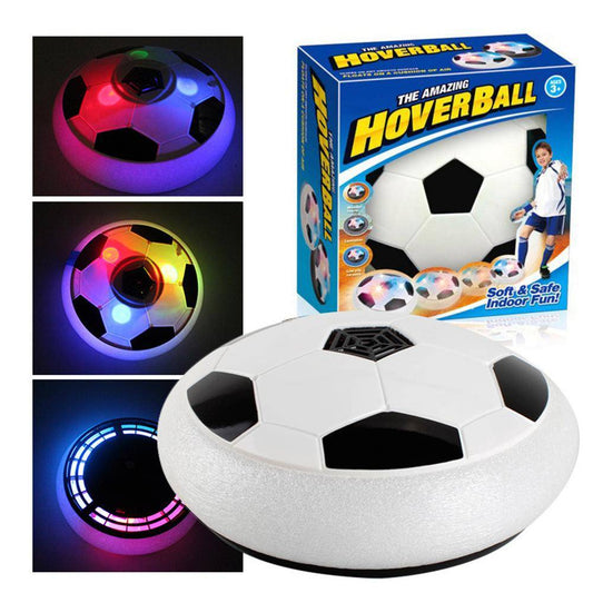 Hover Football | Indoor Floating Hoverball | Disc with Soft Foam Bumpers | Colorful LED Lights | Air Football Soccer Game for Kids - Multicolor