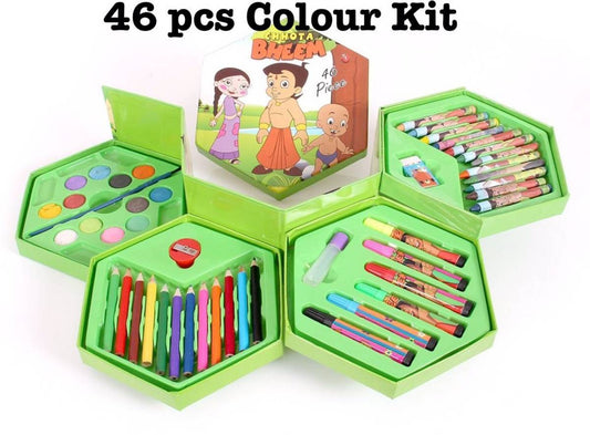 COLOR KIT 46 Pcs - Painting Color Kit, Drawing Art Kit for Kids & Adults, Art Supplies Includes Oil Pastels, Color Pencils, Watercolor Pens, Watercolors & More (Multicolor & Multidesign)