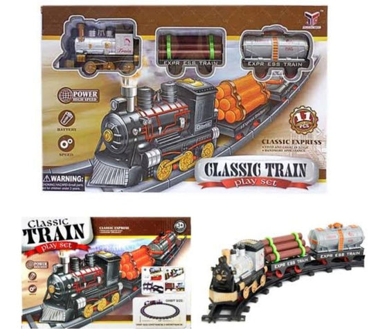 Classic train play set with tracks 11 pieces playset- Multi color