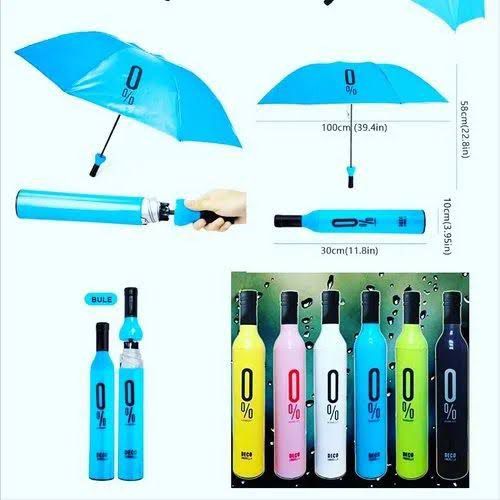 Bottle Shape Mini Compact Foldable Umbrella with Plastic Case Manual lift Folding Portable Umbrella with Bottle Cover for UV Protection & Rain (Multi Color, Pack of 1)