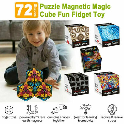 Shape Shifting Box 3D Magnetic Magic Cube Puzzle Toys for Kids and Adults, Shape Changing Cube for Transforms Into Over 70 Shapes Shifting Anti-Stress Puzzles Brain-Teaser-STEM Fidget Toy