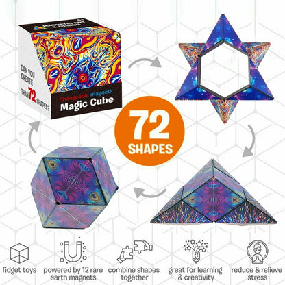 Shape Shifting Box 3D Magnetic Magic Cube Puzzle Toys for Kids and Adults, Shape Changing Cube for Transforms Into Over 70 Shapes Shifting Anti-Stress Puzzles Brain-Teaser-STEM Fidget Toy