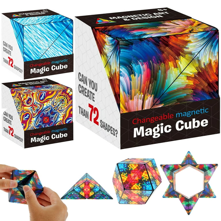 Shape Shifting Box 3D Magnetic Magic Cube Puzzle Toys for Kids and Adults, Shape Changing Cube for Transforms Into Over 70 Shapes Shifting Anti-Stress Puzzles Brain-Teaser-STEM Fidget Toy