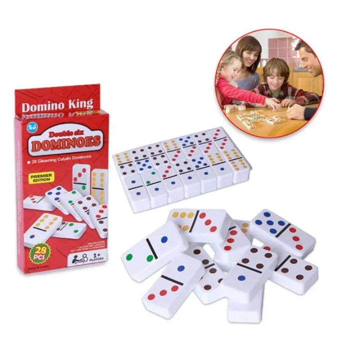 Double Six Dot Dominoes Set - White Dominoes 28 Piece Set Toy, 6 Dot Dominoes Match & Educational Game (Multicolor) for Kid